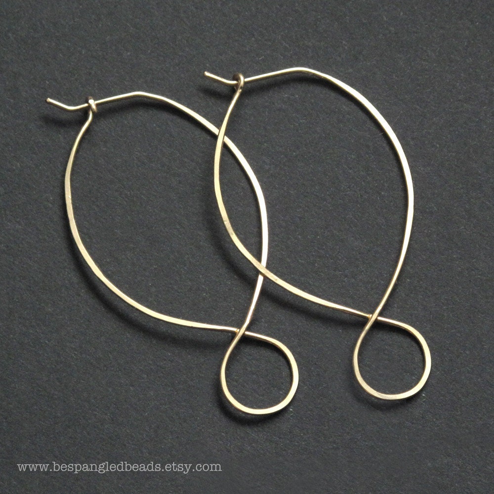Handmade Hoop Earring Findings, Curvy Looped Figure 8 Shape 14k Gold Fill or Sterling Silver Flattened 20 gauge Wire, Add Dangles