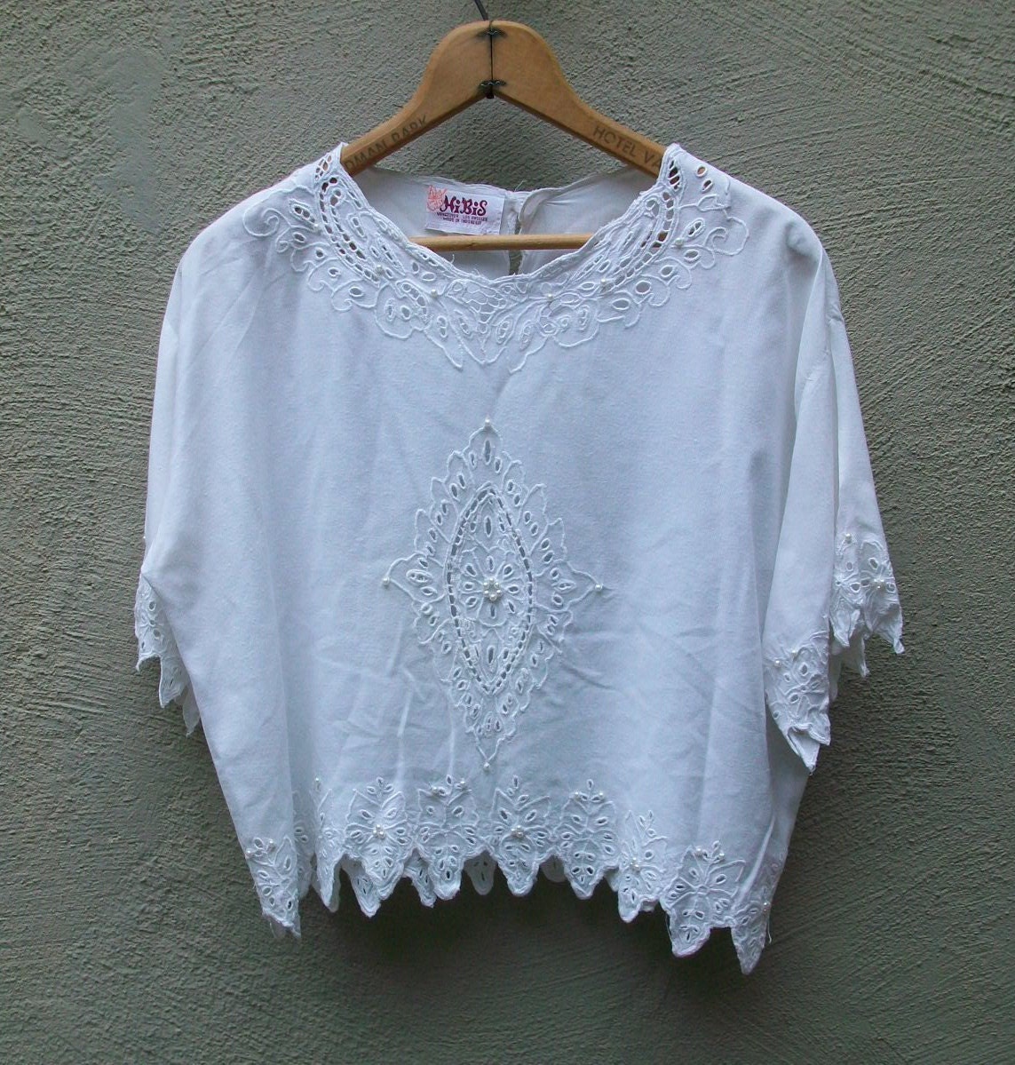 Vintage 80's Bohemian Crop top Romantic Shirt M