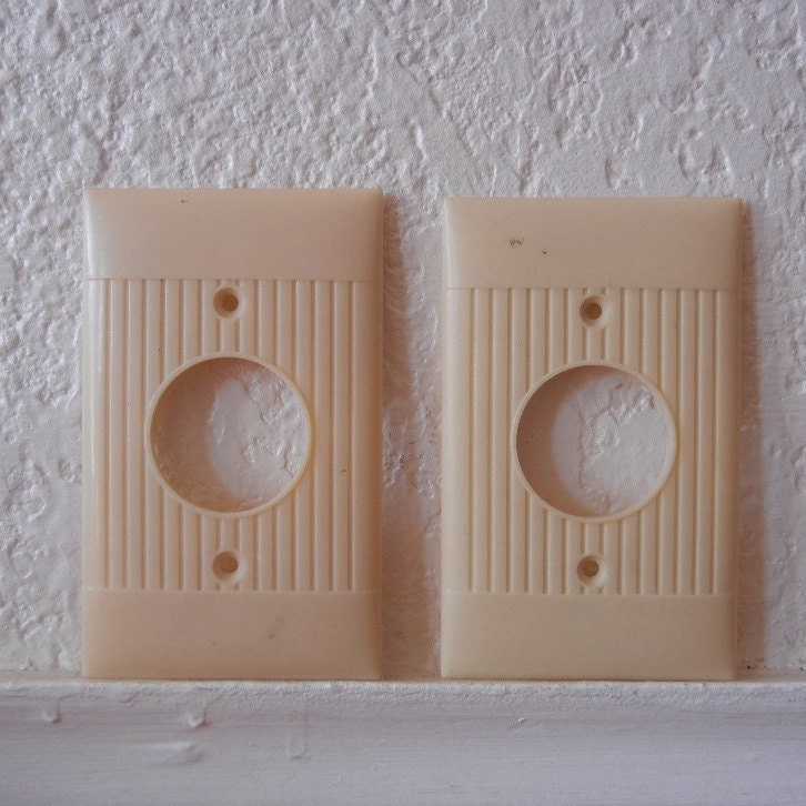 Electrical Outlet Covers, Ivory Bakelite, Set of 2