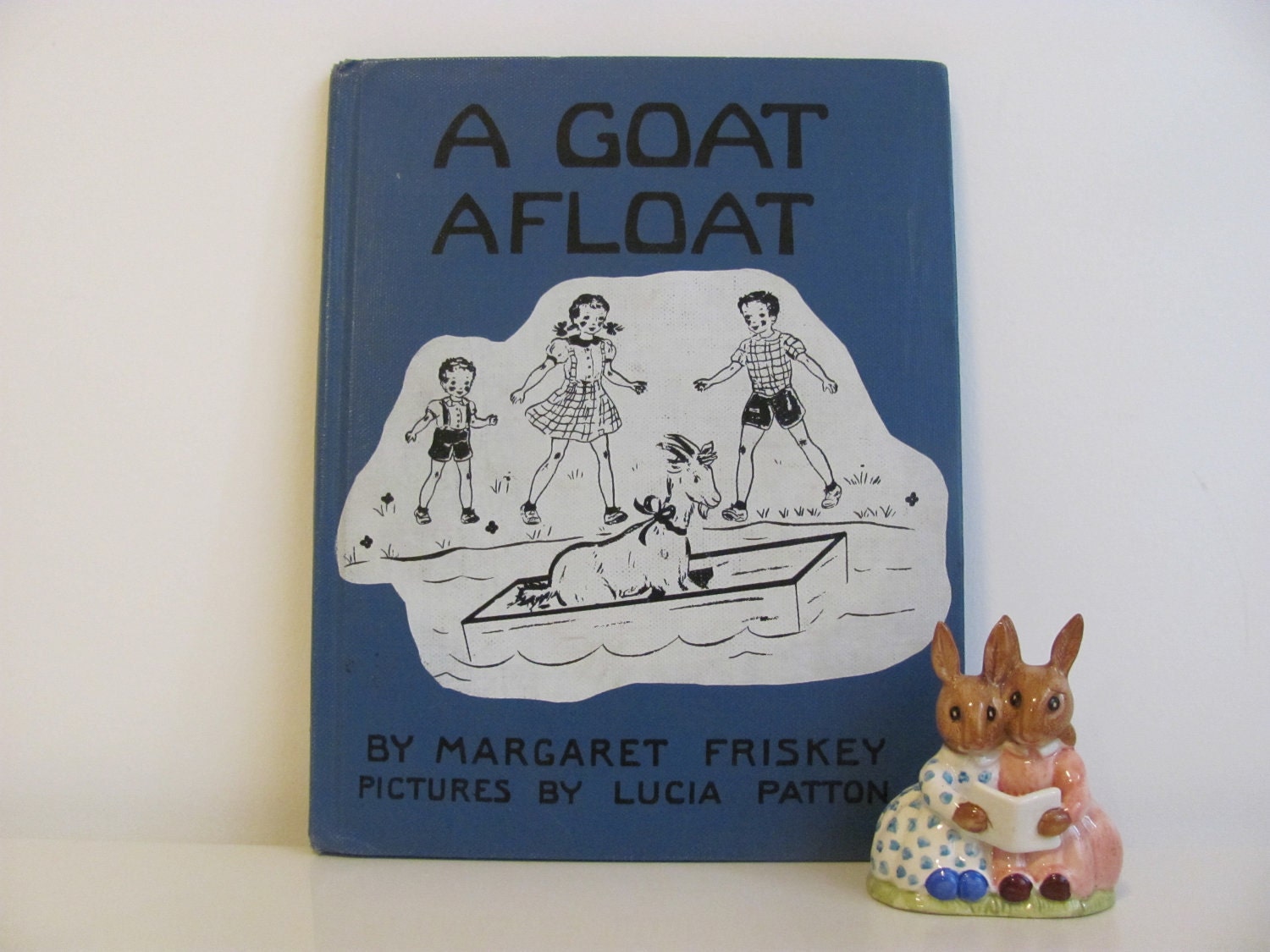 Vintage 1951 Picture Book A Goat Afloat With Pink And Yellow Illustrations