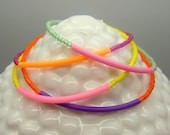 Yellow Beaded Bracelet w/ Neon Pink Rubber Bar - Friendship Bracelet