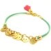 Tiny Skull Bracelet - Pastel Mint Leather W/ Tiny Gold Plated Skulls - Pink Tassel