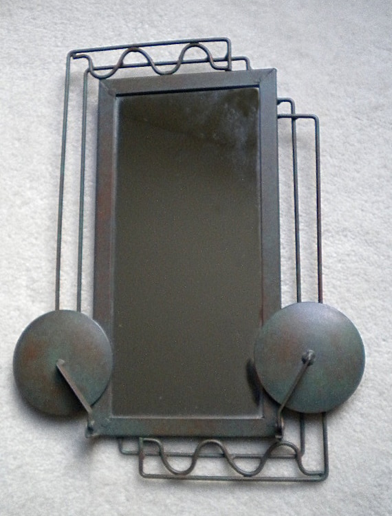 Art Deco Unique Mirror with Folding Candle Holders