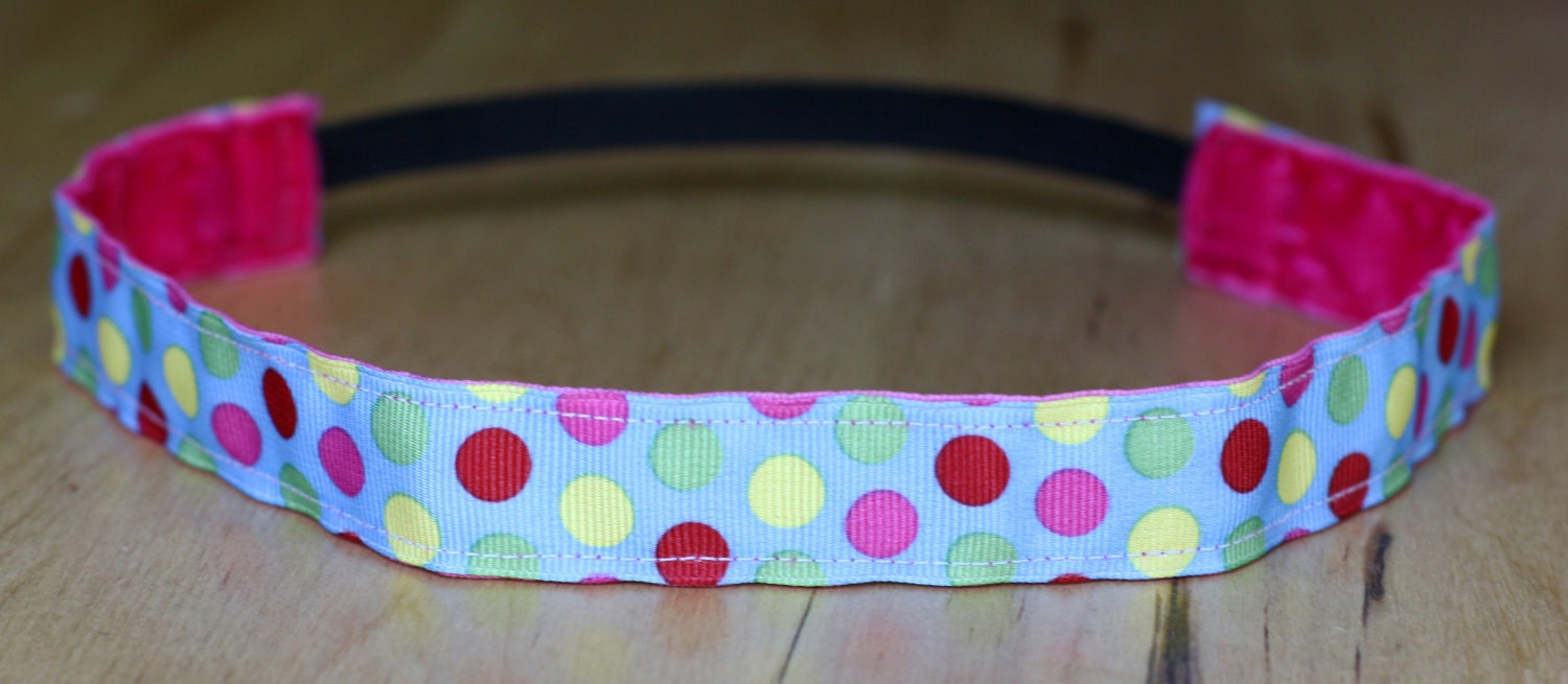 Rainbow Confetti Dot Non-Slip Headband - 7/8"