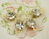 Vintage Crystal Clear Swarovski  Oval Jewels Rhinestones 10x8mm 2 Ring or 1 Ring (4)