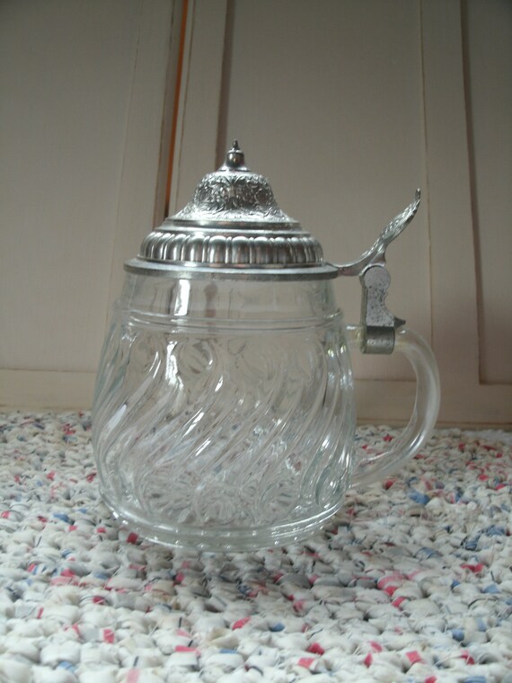 German BMF Glass Stein with Pewter Lid by TinkeringWithVintage