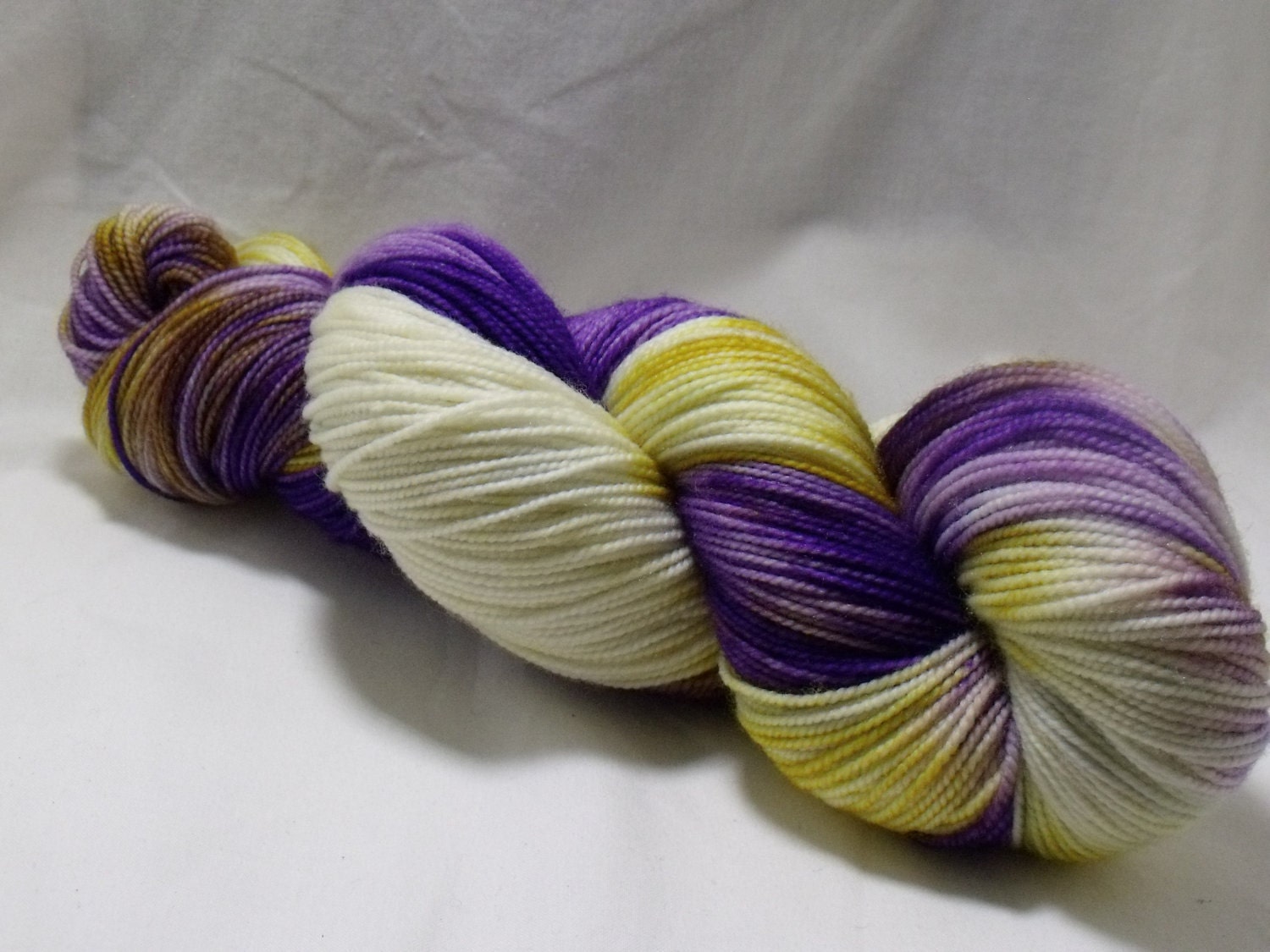 Hand Dyed Sock Yarn in Purple Pansy