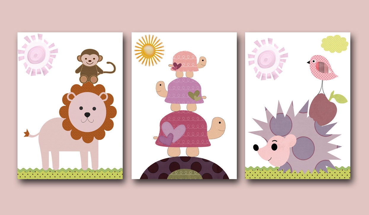 Childrens art Kids Wall Art Baby Girl Room Decor by artbynataera