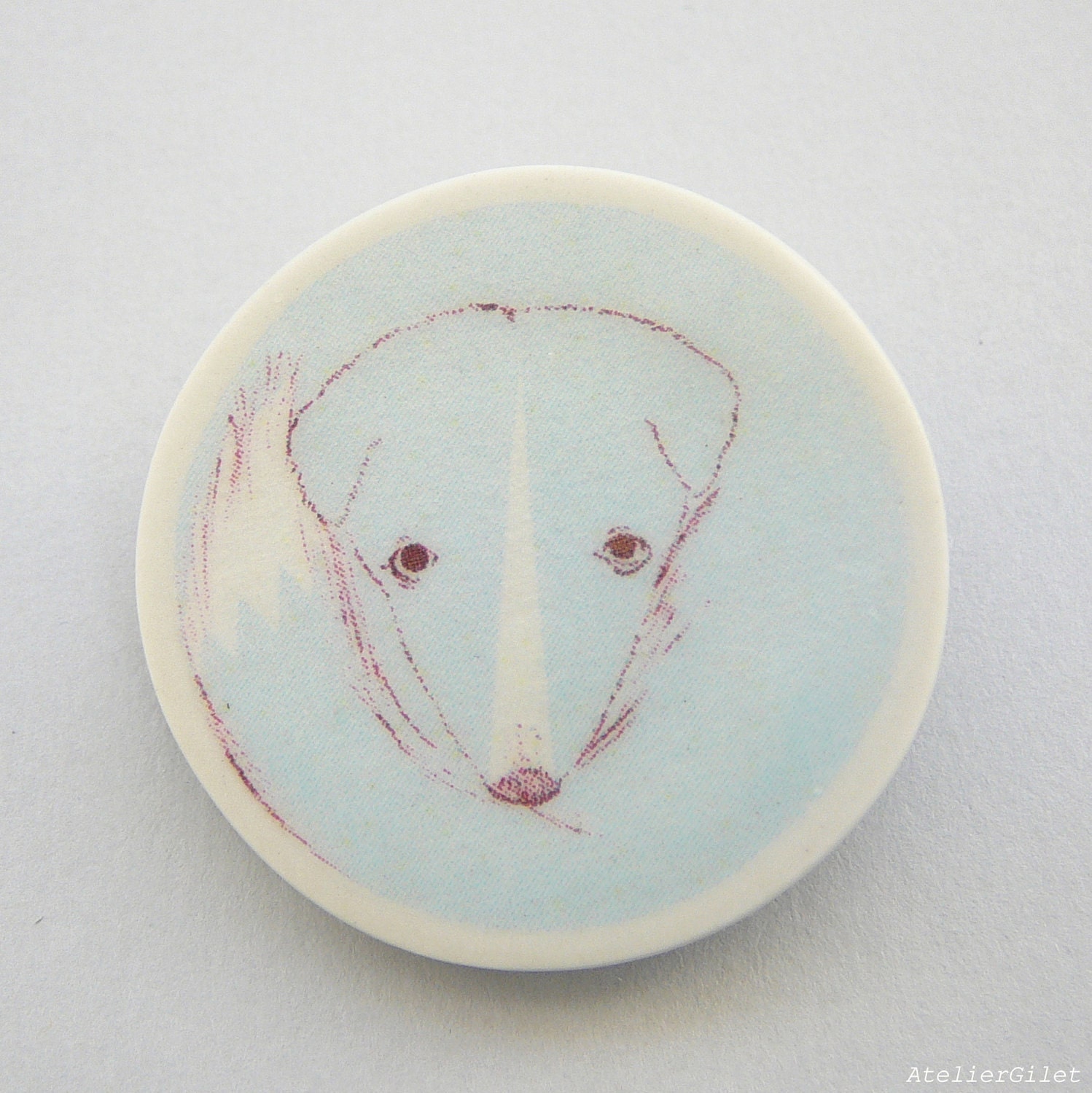 Ceramic Brooch lightblue by AtelierGilet. Blue dog - SMALL