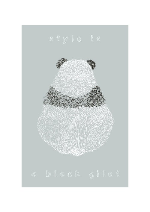 Panda illustration print - Style is a black gilet