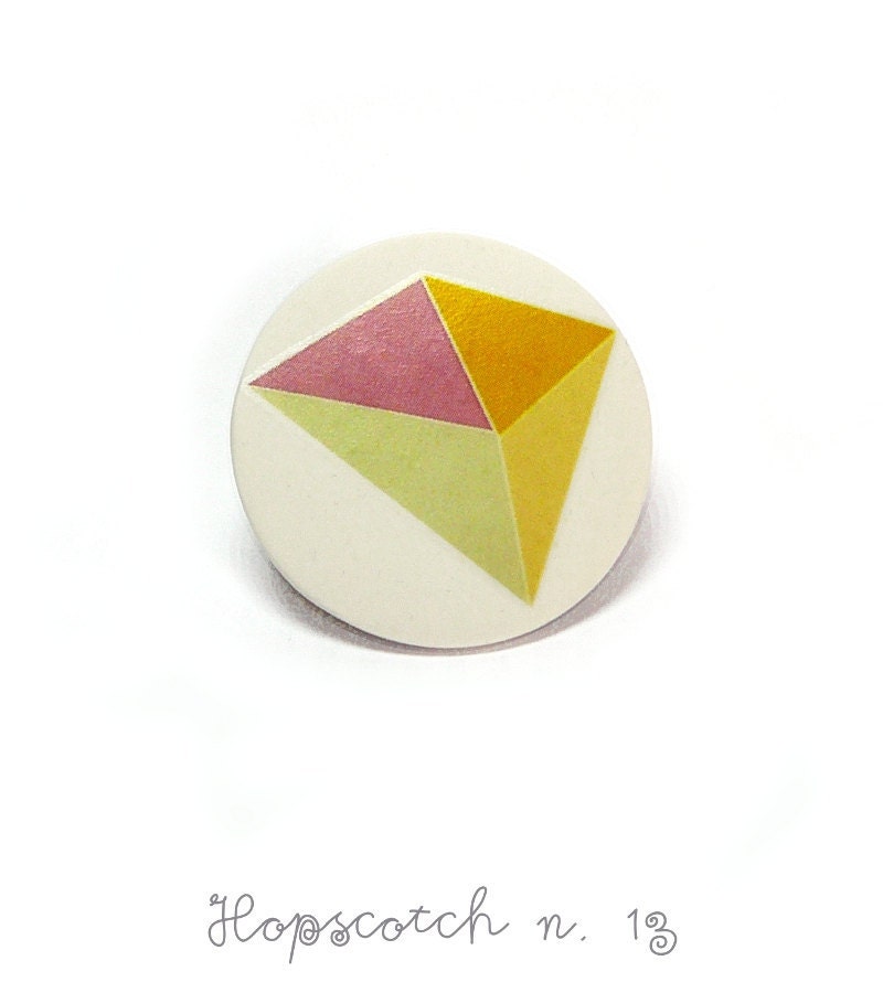Pastel geometric brooch minimal ceramic jewelry by AtelierGilet - Hopscotch n. 13