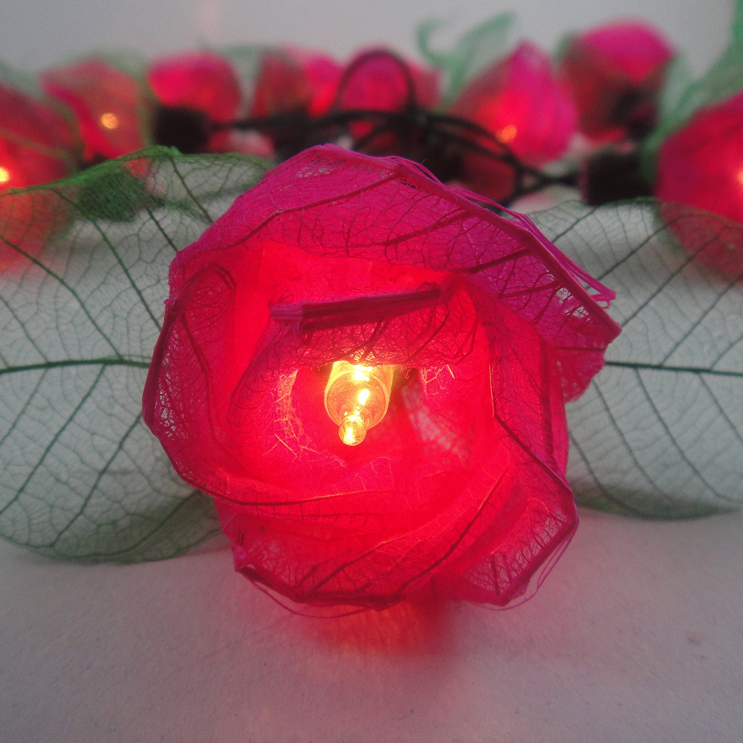 35 Pink Rose Flower Fairy String Lights Wedding Party Patio Spa Floral Decor 3.5m