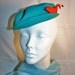 1940's hat, turquoise felt with bird, New York Creation