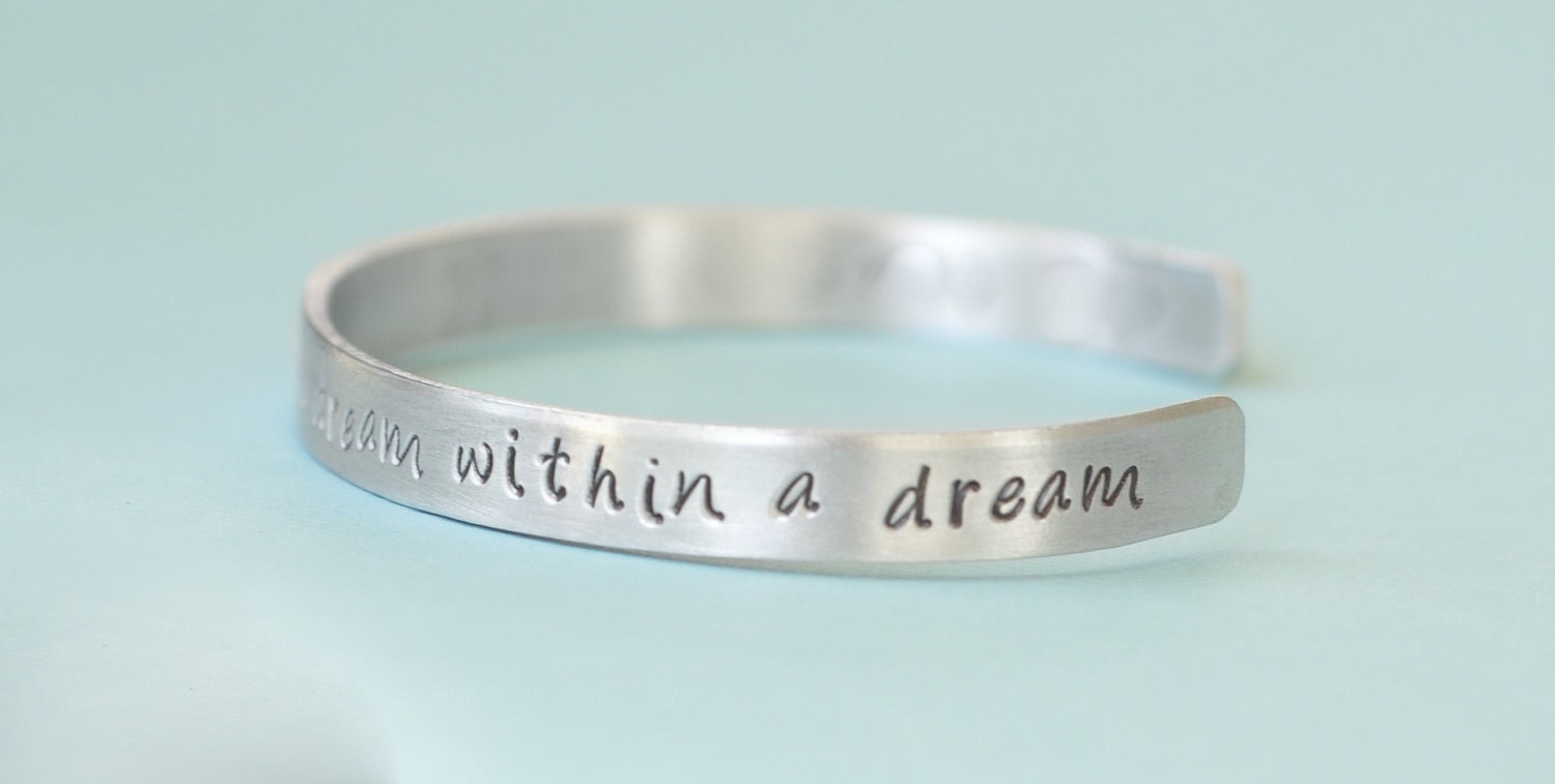Hand stamped bracelet - Edgar Allan Poe - Dr Who inspired