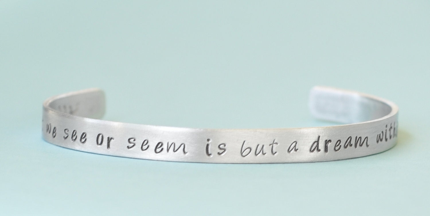 Hand stamped bracelet - Edgar Allan Poe - Dr Who inspired