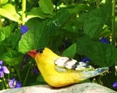 Goldfinch Polymer Clay Garden Decor Ornament