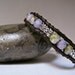 Single Leather Luster green and light amethyst beaded bracelet, boho