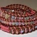 Leather Wrap Bracelet, Love at first sight, Pink Beaded, Boho Chic,