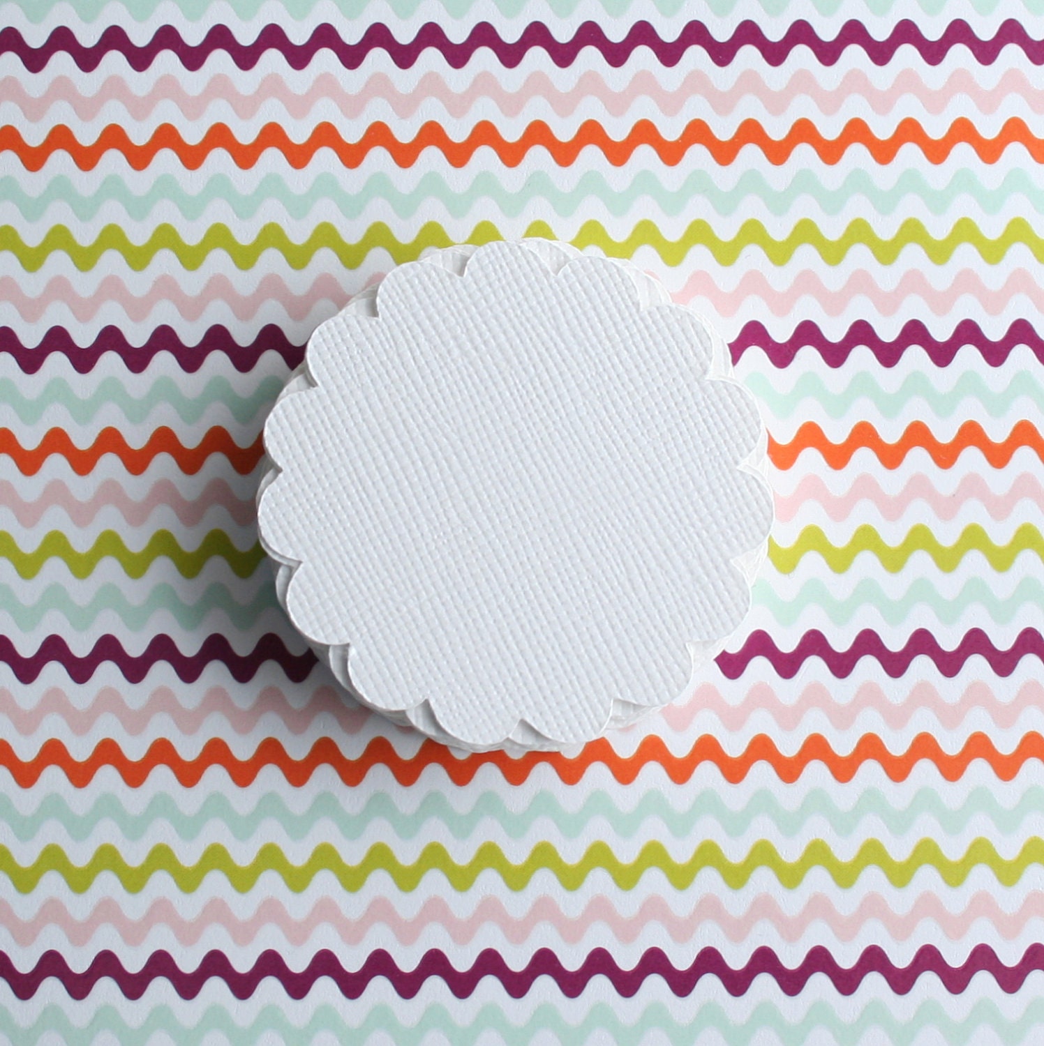 30 - 2 inch Scallop Circles for gift tags, embellishments, scrapbooking and more.