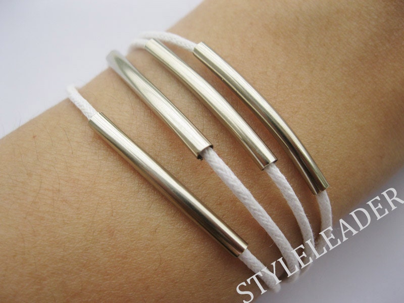 Bracelet-white wax cords bracelet,simple Bracelet