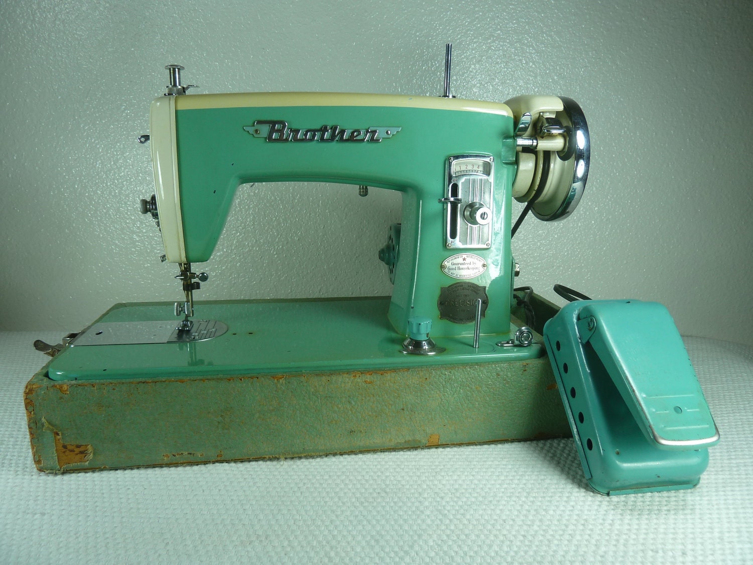 Vintage 1958 Turquoise Blue/ Mint Green Brother Sewing Machine