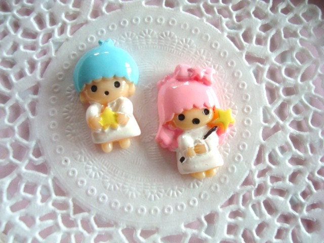 2pcs Little Twin Star Cabochon Flatback