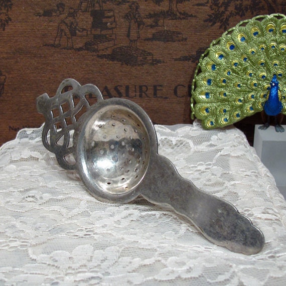 Vintage Tea Strainer Beautiful Old Hotel Stock - 6 1/4 inches long