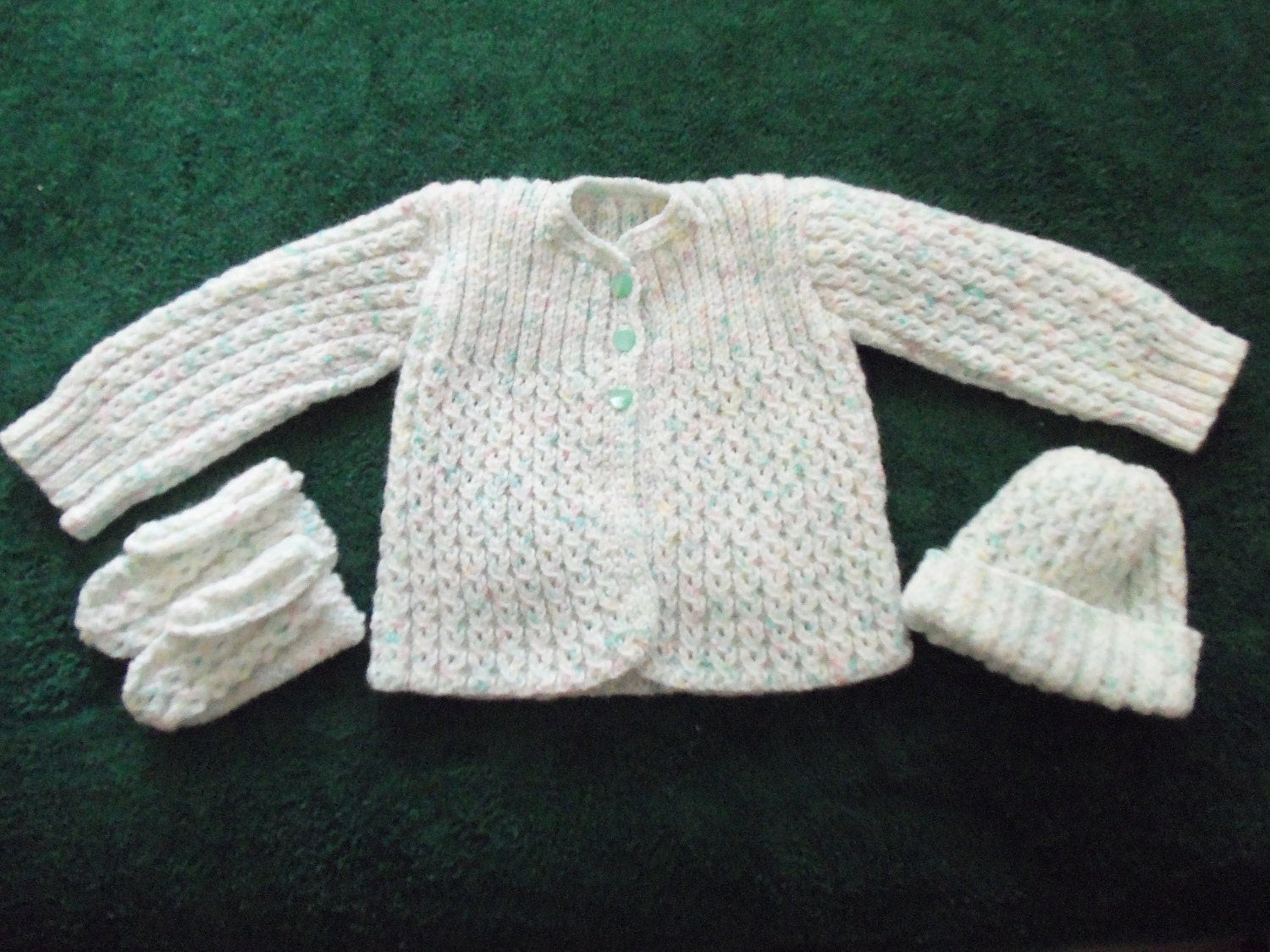 Mock cable baby sweater set