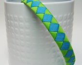 Woven Headband -Turquoise and  Electric Green Woven Headband