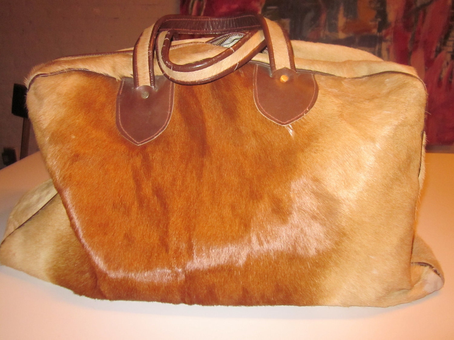 RESERVED for paulette vintage overnight bag large horsehair SALE
