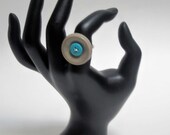 Turquoise and Grey Button Ring