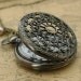 Vintage pocket watch necklace with antique bronze heart zodiac and leaf charm