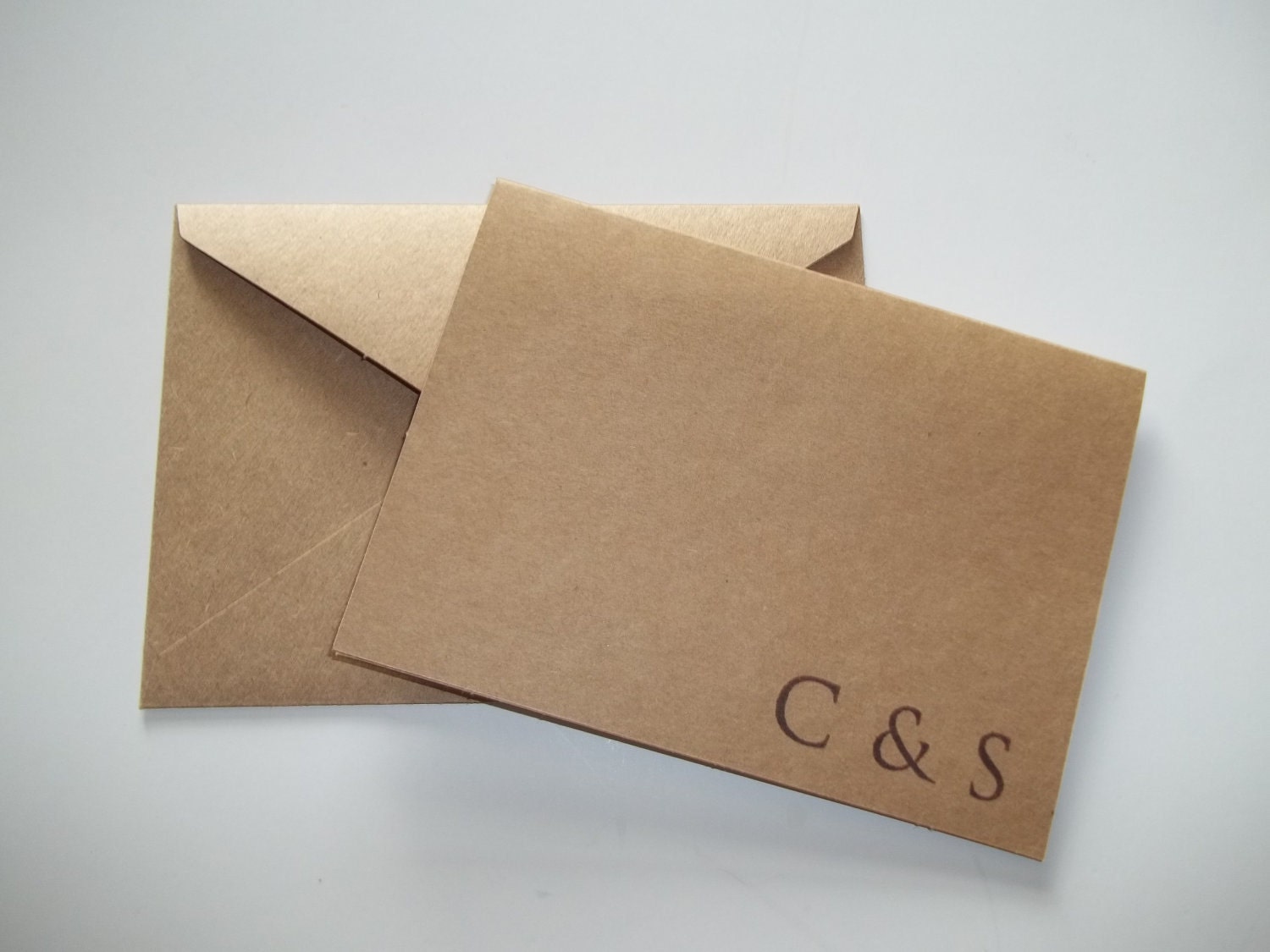 50 Wedding Thank you Cards Monogrammed Personalized hand Stamped  vintage earthy