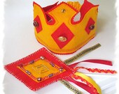 Kings Crown, Knight Costume, Felt Hat, Birthday Crown, Kings Staff