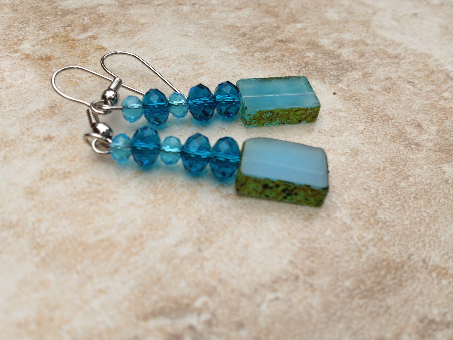Blue & Aquamarine Glass Earrings