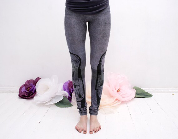 Pale blue grey symmetry- leggings