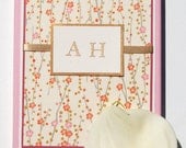 Monogrammed Gift Box Pink & Dusty Rose with Japanese Cherry Blossom Handmade Paper