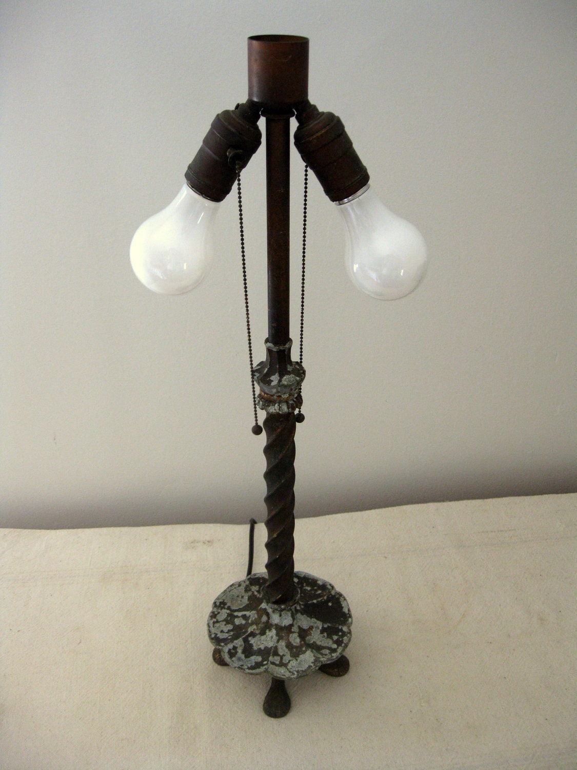 Antique Table Lamp Cast Iron and Bronze with by RiverHouseDesigns