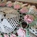 Vintage Hand Crocheted or Tatted Doily with Pink Roses