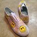Hand-Painted "Happy Face" Canvas Sneakers