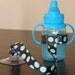 Bottle Tether, Toy Tether, Sippy Strap with Suction Cup-Blue Polka Dots
