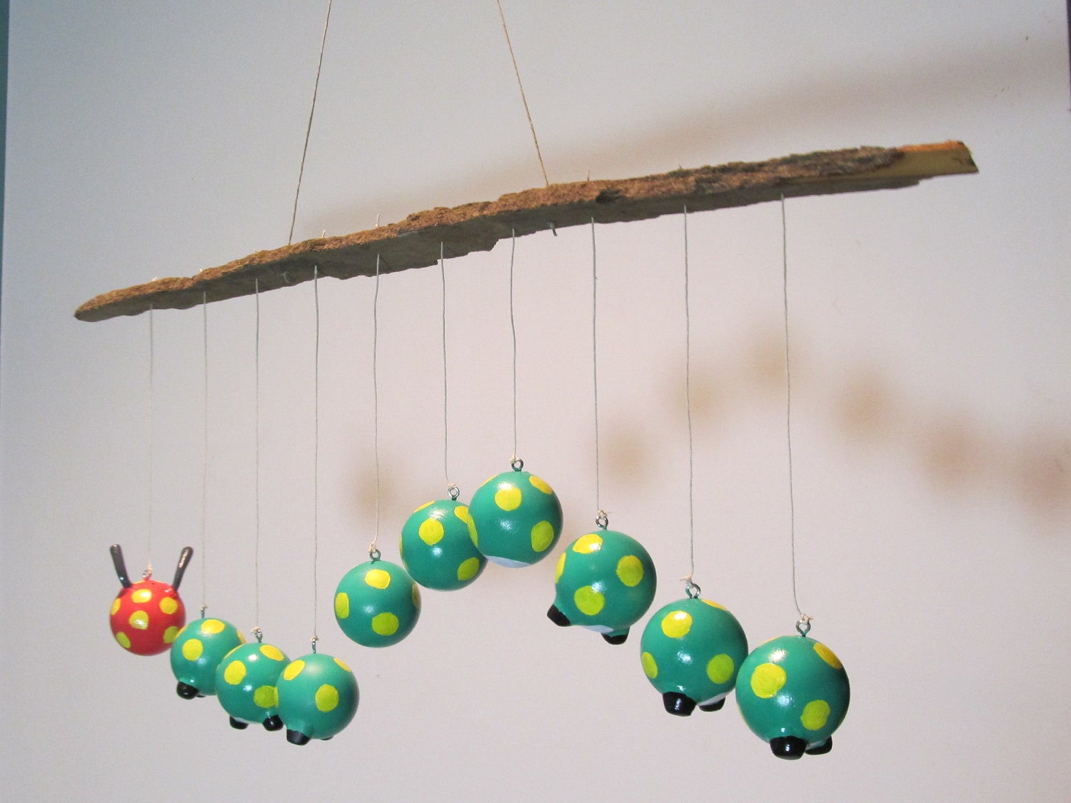 baby mobile CUSTOM caterpillar mobile bark holder window or nursery art mobile nursery room decoration Copyright