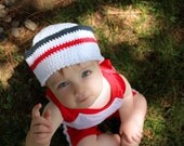 Red White and Blue Crochet Little Boys Navy Sailor Hat - Ready to Ship (Also available in sizes Newborn to Adult)