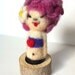 needle felted lilac doll with stand