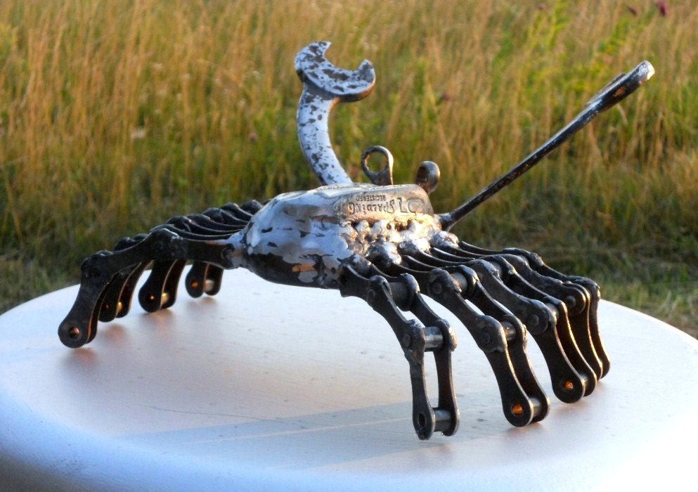 Crab Metal Sculpture Found Objects Yard Art by rustaboutcreations