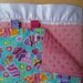 Personalized Baby Girl Blanket and Taggy Blanket Set, Pink Minky, Custom Embroidered, 30" x 40"