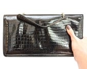 Couture Vintage Black Patent Leather Bienen Davis Designer Handbag