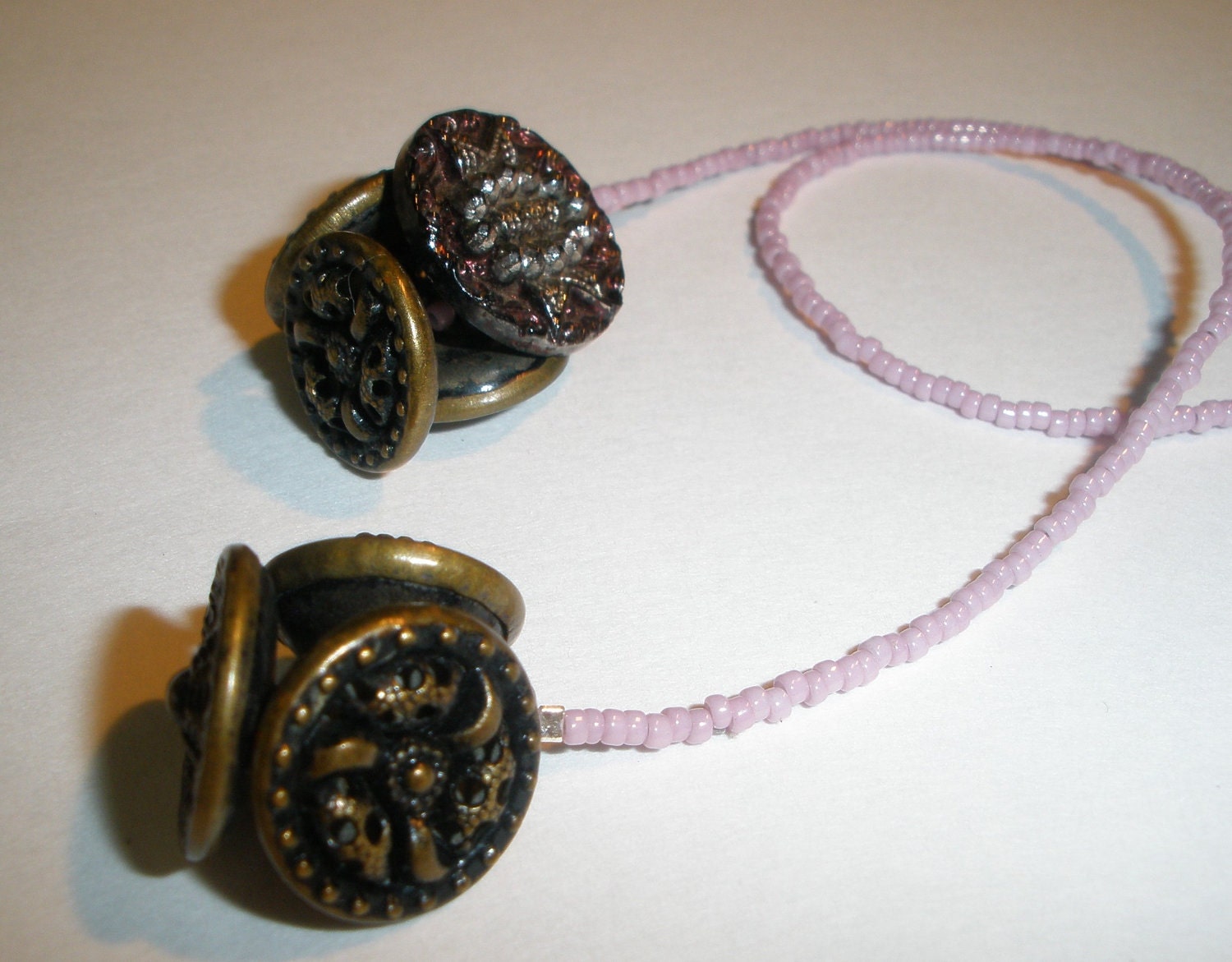 Vintage Buttons Beaded Bookmark - Book Thong - Beaded Bookmark - Vintage Buttons