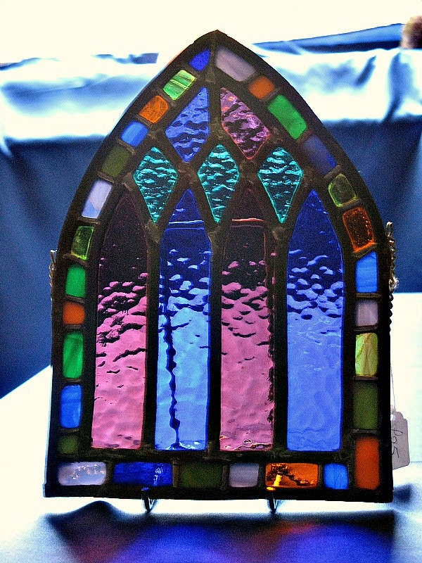 Stained glass arched church window by StainedGlassbyNaomi on Etsy