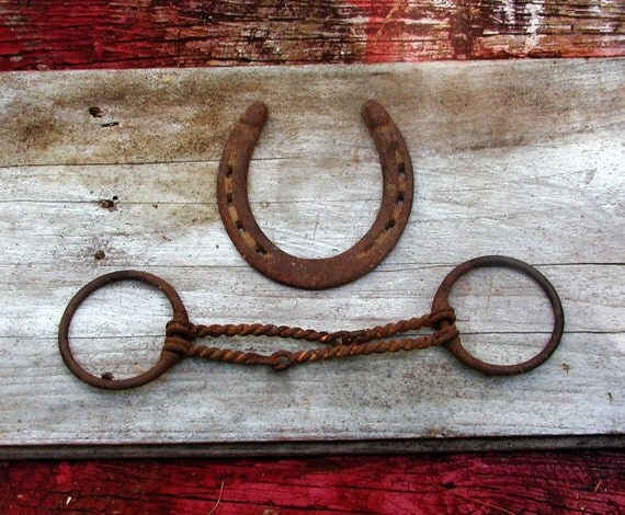 Cowboy Decor Horse Bit and Unique Horse Shoe Western by Idugitup